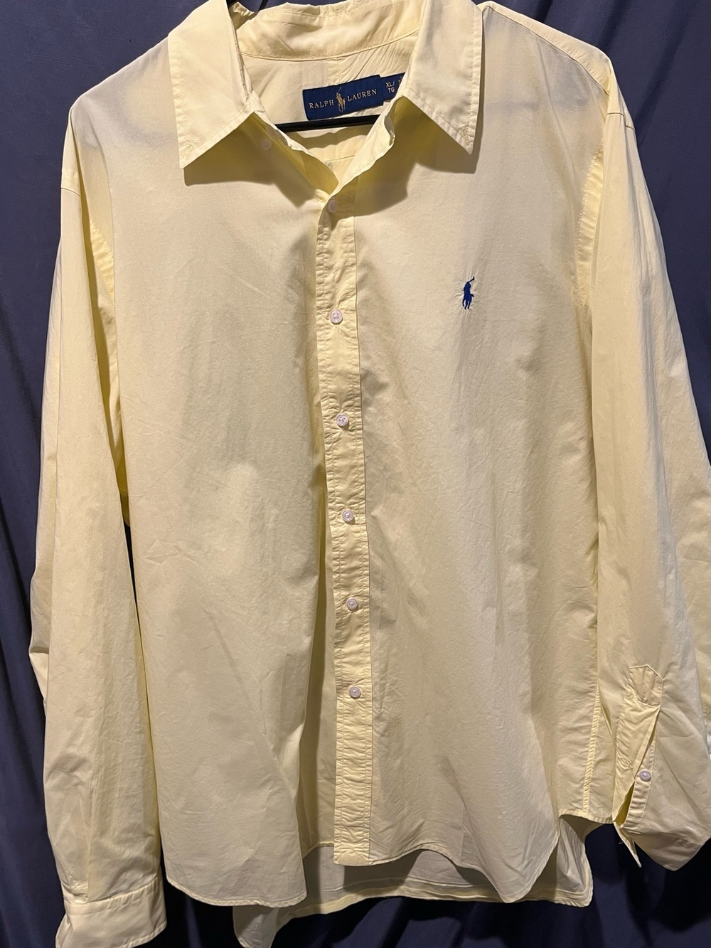 Ralph Lauren Men's Pale Yellow Long-Sleeve Button-Up Shirt